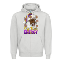 Dove Grey big nick energy purple and gold afro santa Zipper Hoodie - RanaPortraitStore