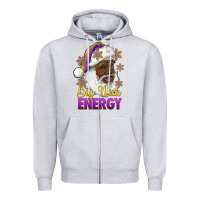 Heather Grey big nick energy purple and gold afro santa Zipper Hoodie - RanaPortraitStore