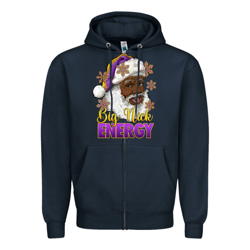 Big Nick Energy Purple And Gold Afro Santa Zipper Hoodie by RanaPortraitStore | Teevron