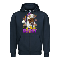 Navy big nick energy purple and gold afro santa Zipper Hoodie - RanaPortraitStore