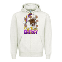Oatmeal Heather big nick energy purple and gold afro santa Zipper Hoodie - RanaPortraitStore