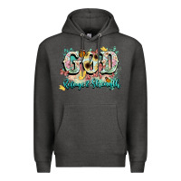 Charcoal Heather god is my refugee and strength Premium Hoodie - NancyCooperArtShop