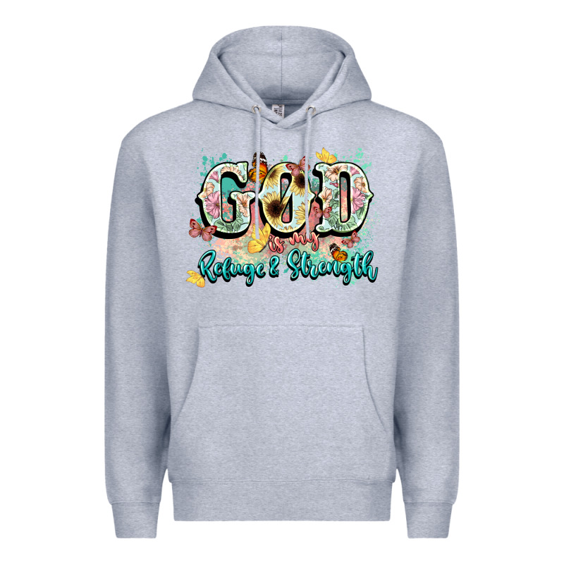 God Is My Refugee And Strength Premium Hoodie by NancyCooperArtShop | Teevron