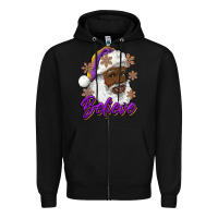 Black believe purple and gold african american santa Zipper Hoodie - RanaPortraitStore