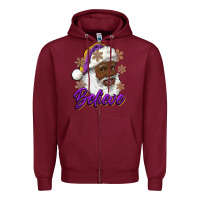 Burgundy believe purple and gold african american santa Zipper Hoodie - RanaPortraitStore