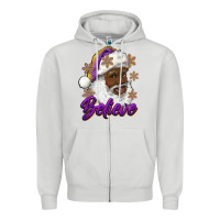 Dove Grey believe purple and gold african american santa Zipper Hoodie - RanaPortraitStore