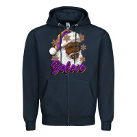 Navy believe purple and gold african american santa Zipper Hoodie - RanaPortraitStore