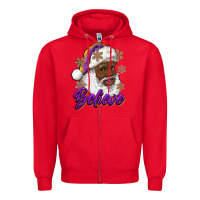 Red believe purple and gold african american santa Zipper Hoodie - RanaPortraitStore