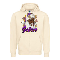 Sandshell believe purple and gold african american santa Zipper Hoodie - RanaPortraitStore