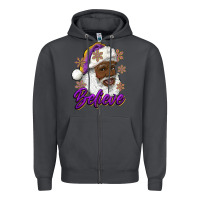 Smoke believe purple and gold african american santa Zipper Hoodie - RanaPortraitStore