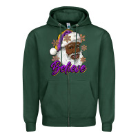 Sports Green believe purple and gold african american santa Zipper Hoodie - RanaPortraitStore
