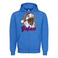 Believe Purple And Gold African American Santa Zipper Hoodie | Teevron