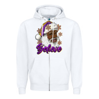 White believe purple and gold african american santa Zipper Hoodie - RanaPortraitStore