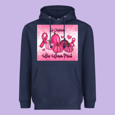In October We Wear Pink Pumpkin Heavyweight Hoodie Designed By Ranaportraitstore