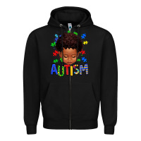 Black autism afro kid full face Zipper Hoodie - texasbilliewilder