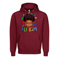 Burgundy autism afro kid full face Zipper Hoodie - texasbilliewilder