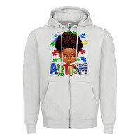 Dove Grey autism afro kid full face Zipper Hoodie - texasbilliewilder