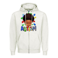 Oatmeal Heather autism afro kid full face Zipper Hoodie - texasbilliewilder