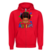 Red autism afro kid full face Zipper Hoodie - texasbilliewilder
