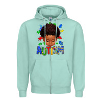Autism Afro Kid Full Face Zipper Hoodie | Teevron