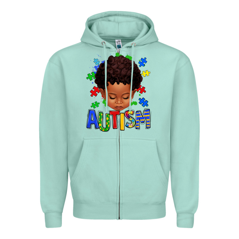 Autism Afro Kid Full Face Zipper Hoodie by texasbilliewilder | Teevron