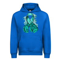 Cobalt teal ribbon with boxing gloves Urban Hoodie - NancyCooperArtShop