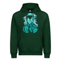 Forest Green teal ribbon with boxing gloves Urban Hoodie - NancyCooperArtShop