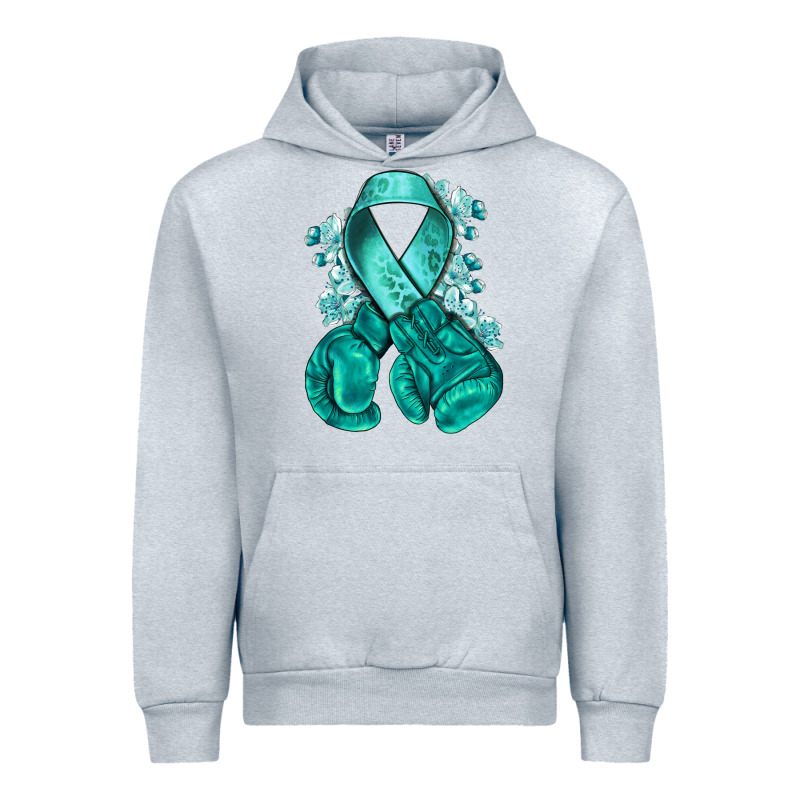 Teal Ribbon With Boxing Gloves Urban Hoodie by NancyCooperArtShop | Teevron