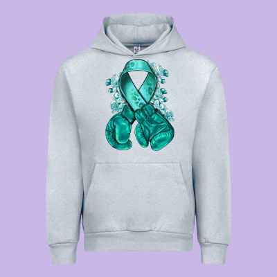 Teal Ribbon With Boxing Gloves Urban Hoodie Designed By Nancycooperartshop