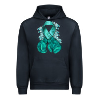 Navy teal ribbon with boxing gloves Urban Hoodie - NancyCooperArtShop