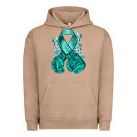 Pigment Burro teal ribbon with boxing gloves Urban Hoodie - NancyCooperArtShop