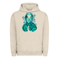Pigment French Oak teal ribbon with boxing gloves Urban Hoodie - NancyCooperArtShop