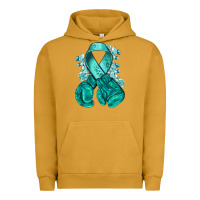 Pigment Peanut Butter teal ribbon with boxing gloves Urban Hoodie - NancyCooperArtShop