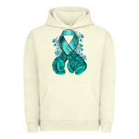 Pigment Pistachio teal ribbon with boxing gloves Urban Hoodie - NancyCooperArtShop