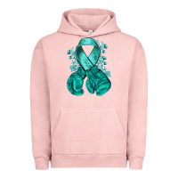 Pigment Salmon teal ribbon with boxing gloves Urban Hoodie - NancyCooperArtShop