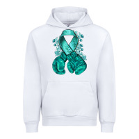 White teal ribbon with boxing gloves Urban Hoodie - NancyCooperArtShop