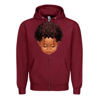 Burgundy cute afro boy Zipper Hoodie - texasbilliewilder