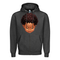 Charcoal Heather cute afro boy Zipper Hoodie - texasbilliewilder
