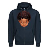 Navy cute afro boy Zipper Hoodie - texasbilliewilder