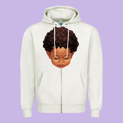 Cute Afro Boy Zipper Hoodie Designed By Texasbilliewilder