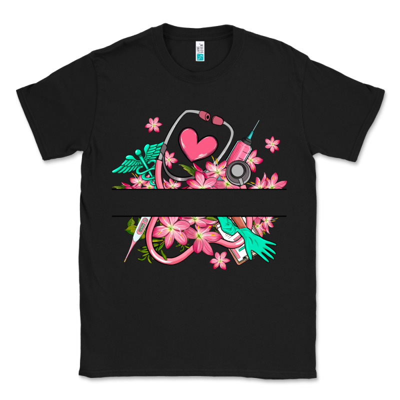 Nurse Flowers Custom Name Design Classic Tee by RanaPortraitStore | Teevron