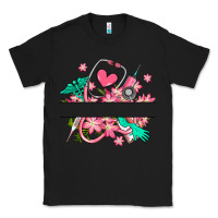 Black nurse flowers custom name design Classic Tee - RanaPortraitStore