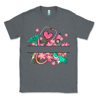 Charcoal Heather nurse flowers custom name design Classic Tee - RanaPortraitStore