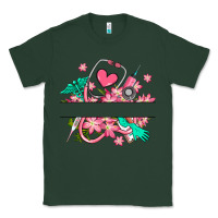 Sports Green nurse flowers custom name design Classic Tee - RanaPortraitStore