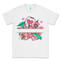 White nurse flowers custom name design Classic Tee - RanaPortraitStore