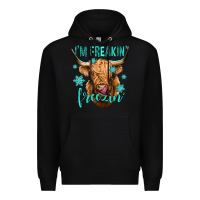 Black i'm freakin freezin long haired cow Premium Hoodie - Jasminsmagicworld