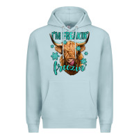 Blue Mist i'm freakin freezin long haired cow Premium Hoodie - Jasminsmagicworld