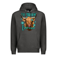 Charcoal Heather i'm freakin freezin long haired cow Premium Hoodie - Jasminsmagicworld