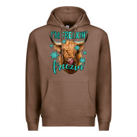 Chestnut i'm freakin freezin long haired cow Premium Hoodie - Jasminsmagicworld