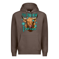 Coffee i'm freakin freezin long haired cow Premium Hoodie - Jasminsmagicworld
